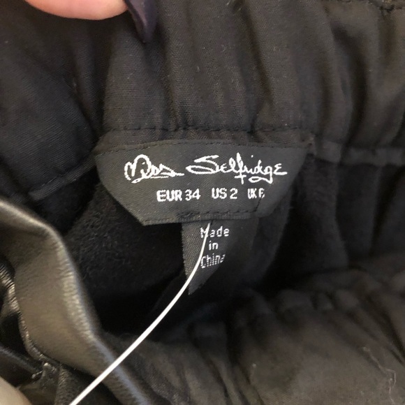 Miss Selfridge paper bag vegan leather pants black size 2 - Picture 2 of 3